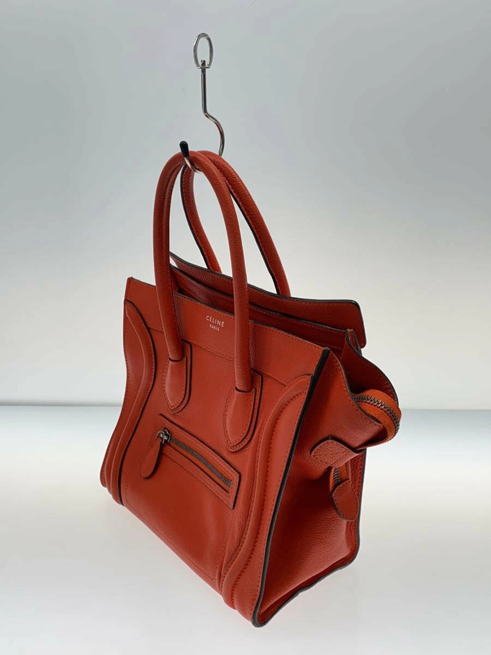 Celine Phoebe Leather Handbag Shopper Orange Luggage Orange